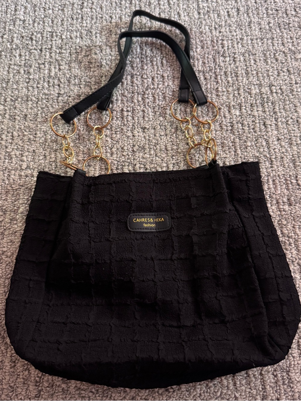 SHEIN Black Tote with Gold Chain Strap
